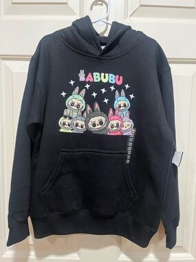 ABUBU Kids Black Graphic Hoodie Sweatshirt